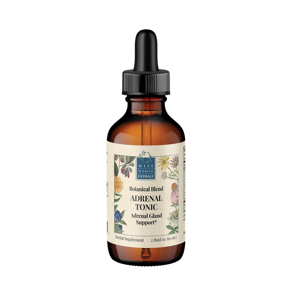 Wise Woman Herbals Adrenal Tonic Liquid Extract, Herbal Adaptogen Blend med Eleuthero, Ashwagandha & Licorice, Understøtter sund Adrenal Funktion, Energi, Stamina, Stress & Focus, Non- GMO, 2 Fl Oz
