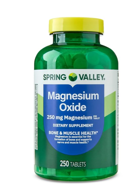 Spring Valley, Magnesium 250 mg, 250 Count Tablets, Bone & Muscle Health, Magnesium Tablets, Dietary Supplement + Sticker Dri Store