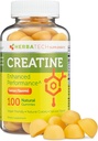 Creatin monohydrat gumier for mænd og kvinder (100 greve, stor flaske størrelse, 5.000 mg) Natural Chew Bulk størrelse Lavet i USA