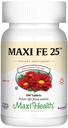 Maxi Health Iron Supplement for kvinder & mænd - Gentle Iron 25 mg til Mavesammensætning - Ikke nedbrydende * piller - Kosher - Ikke GMO - Vegetarisk (100 tabletter)