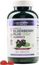 NatureWise Sambucus Elderberry Gummies - Immunsupport for børn i alderen 4 + & Voksne med C-vitamin, D3, Zink - Elderberries svarende til 3520mg - Vegan, ikke-GMO - 180 Greve [90- Day Supply]