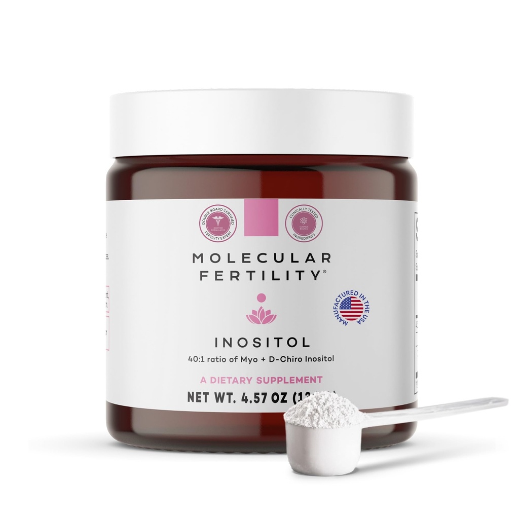 Myo- Inositol & D- Chiro Inositol Powder - Fertilitet Supplement for kvinder & mænd - 40: 1 Ratio, Hormonbalance, Reproduktiv Support, Glucose Metabolisme - Unflavored - 30 Day Supply