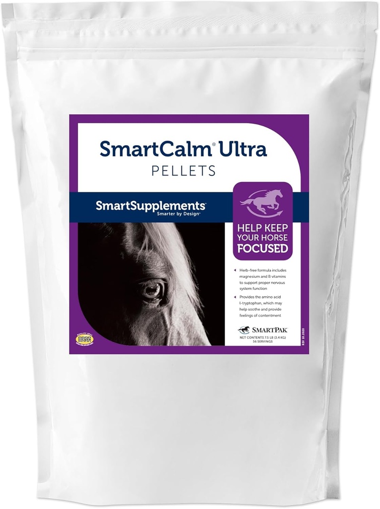 SmartCalm Ultra Pellets nogensinde 124; Calming Horse Kosttilskud • 124; uden tilsat urter eller sukker • 124; Equine Supplement • 124; Hjælper Minimere overdreven Skittishness • 124; 56 Servering • 124; 7,5 lb Bag