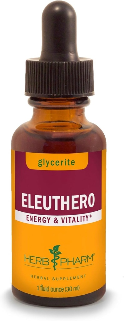 Herb Pharm Eleuthero Root Liquid Glycerite for Energy and Stamina, Alcohol-Free Glycerite, 1 Fl Oz