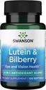 Swanson Standardized Lutein & Bilberry - Natural Supplement fremme øje syn & øje sundhed - Formel til at hjælpe med at reducere øje træthed & stamme - (120 Softels)