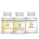 Dr. Clark Store Intestine Support & Cleanse Kit - med Freeze- Tørret Green Black Walnut Hulls, Wormwood, og Kloves- Hjælper Opretholde Optimum Intestinal funktion - Vegetariske kapsler