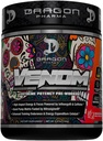 DRAGON PHARMA Venom Extreme Potency Pre- Workout, Laser Sharp Focus + Energy, Intense Performance, Proven Ingredienser til forbedret vasodilation & Endurance (40 Servere, Mangonada)