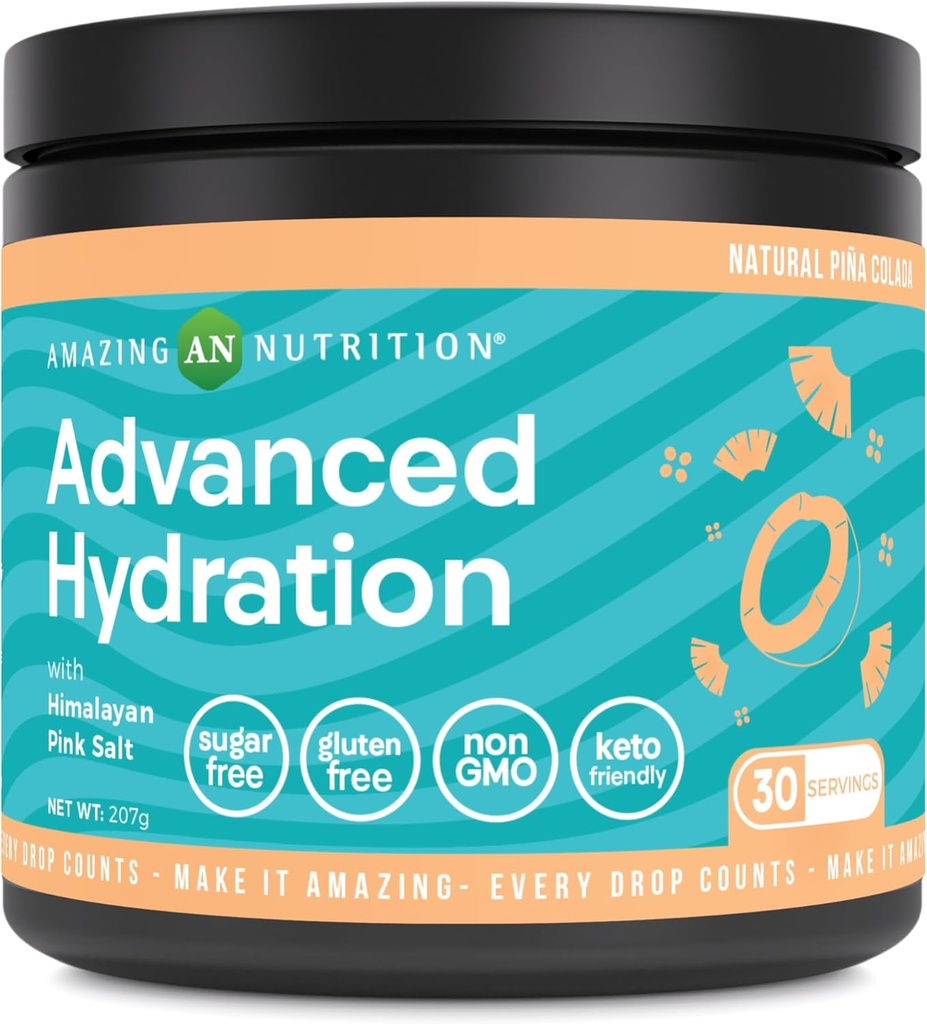 Amazing Nutrition Advanced Hydration, Electrolyte Powder 30 Servering ekskl. 124; Pakket med Væsentlige Mineraler