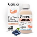 Genexa Kids 'Clean Hough & Chest Congestion Medicine, Dye Free, 0% kunstige tilsætningsstoffer, Multi- symptom Hough Syrup for Kids 4- 11, Host suppressant & Expectorant, Organic Blueberry Flavor, 4 fl oz