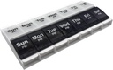 EZY DOSE trykknap (7-dag) Pill Case, Medicine Planner, Vitamin Organizer, 2 gange om dagen AM / PM Container, X- store kompartmenter, Gigt Friendly, Efformless Open, Clear Lids, Blue / White, BPA Free
