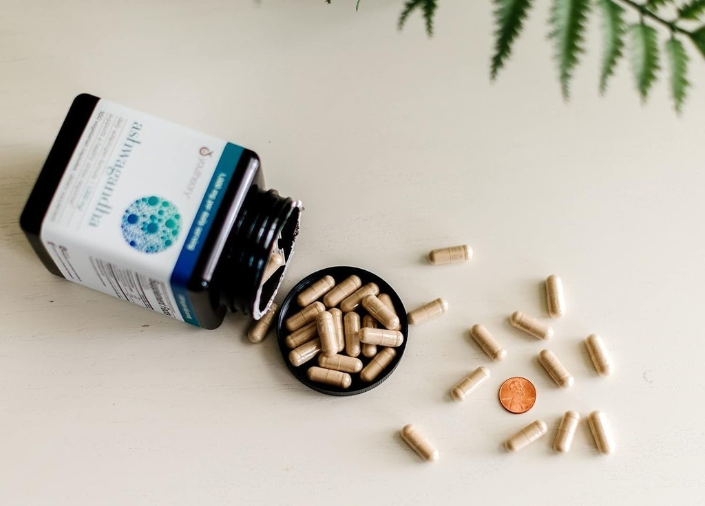 Ashwagaandha Supplement Organic KSM- 66 Ashwagaandha Vegetarian Supplement 180 Kapsler, 1000 mg per daglig servering, Hjælp Støtte Sund Stress Management Response, Clear