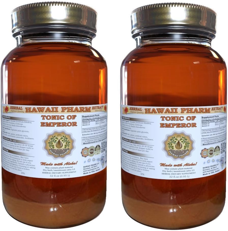 Shiitake, Maitake, Cordiceps, Reishi Liquid Extract, Organic Tørret Shiitake, Maitake, Cordiceps, Reishi Tincture, Herbal Supplement, Hawaii Pharm, Lavet i USA, 2x32 fl.oz