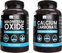Pure Original Ingredienser Calcium Carbonat og Magnesium Oxide Bundle, 365 Kapsler Hver, Ingen Fyldere, Alwasy Pure
