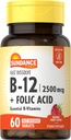 Sundance Fast Opløs vitamin B-12-124; med folinsyre • 124; 2500mcg • 124; 60 Greve • 124; Natural Berry Flavor • 124; Vegetar, ikke-GMO og Gluten Free Supplement