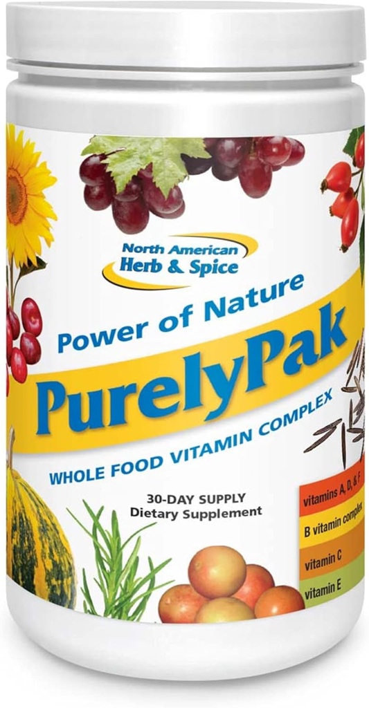 NORTH AMERICAN HERB & SPICE Purily Pak - Whole Food Vitamin Supplement Plan - Vitamin A, B Complex, C, D, E & Omega 3-6-9 - Let Absorbable - Non-GMO - 30-Day Supply