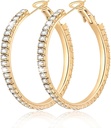 Stor stor 925 Sterling Sølv Hoop Øreringe til kvinder Pave Crystal 14k forgyldt Gold Hoops Earring til kvinder Thin Sparkly Cubic Zirconia Erklæring Rhinestone smykker ikke tarnish Hypoallergen