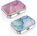 Pill Box 2 Segment Lille Pill Case, Portable for Pocket eller Purse Pill Organizer Pill Container Holder til at holde vitaminer, medicin, fiskeolie og kosttilskud (2PCS)
