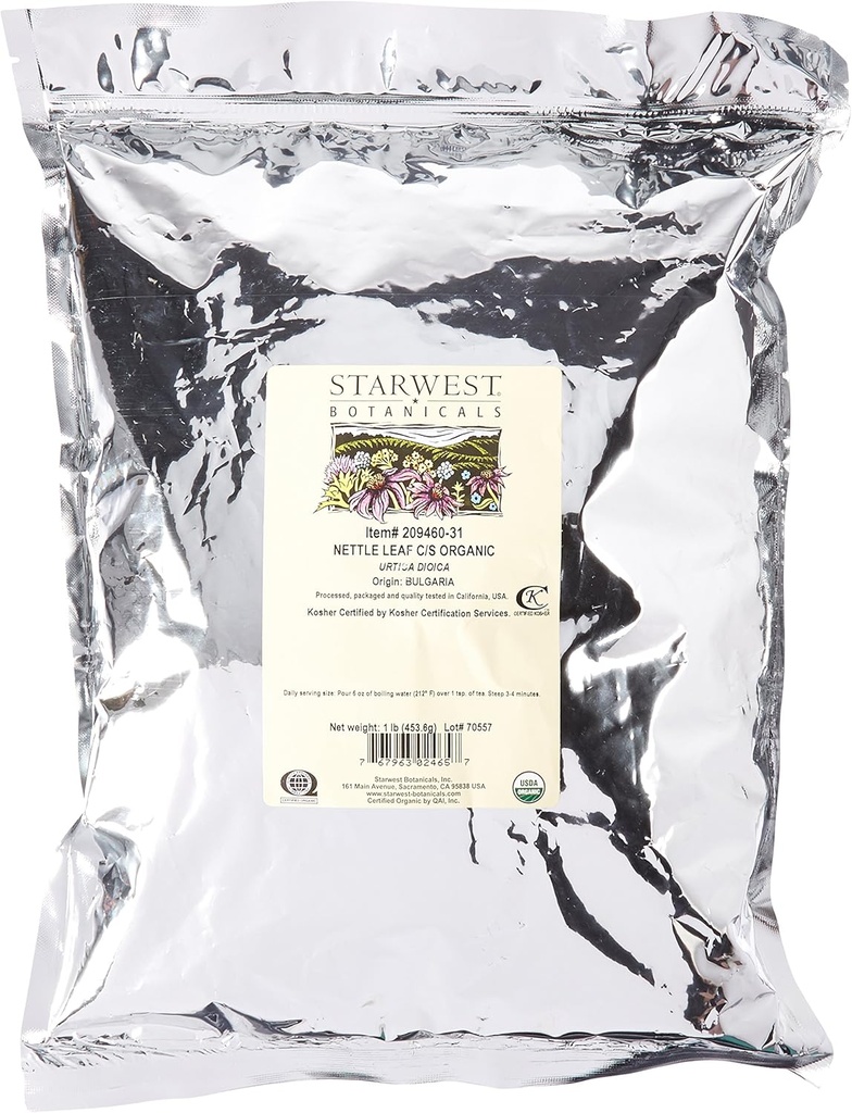 Starwest Botanicals Organic Nettle Leaf Tea Loose Cut and Sigted, 1 Pund Bulk - 1 tæller