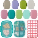 9 Pack Travel Pill Organizer 8 Compartments Portable Pill Case Lille Pill Box til Pocket Purse Daily Pill Container Medicin Vitamin Holder Dispenser til fisk olie supplement opbevaring