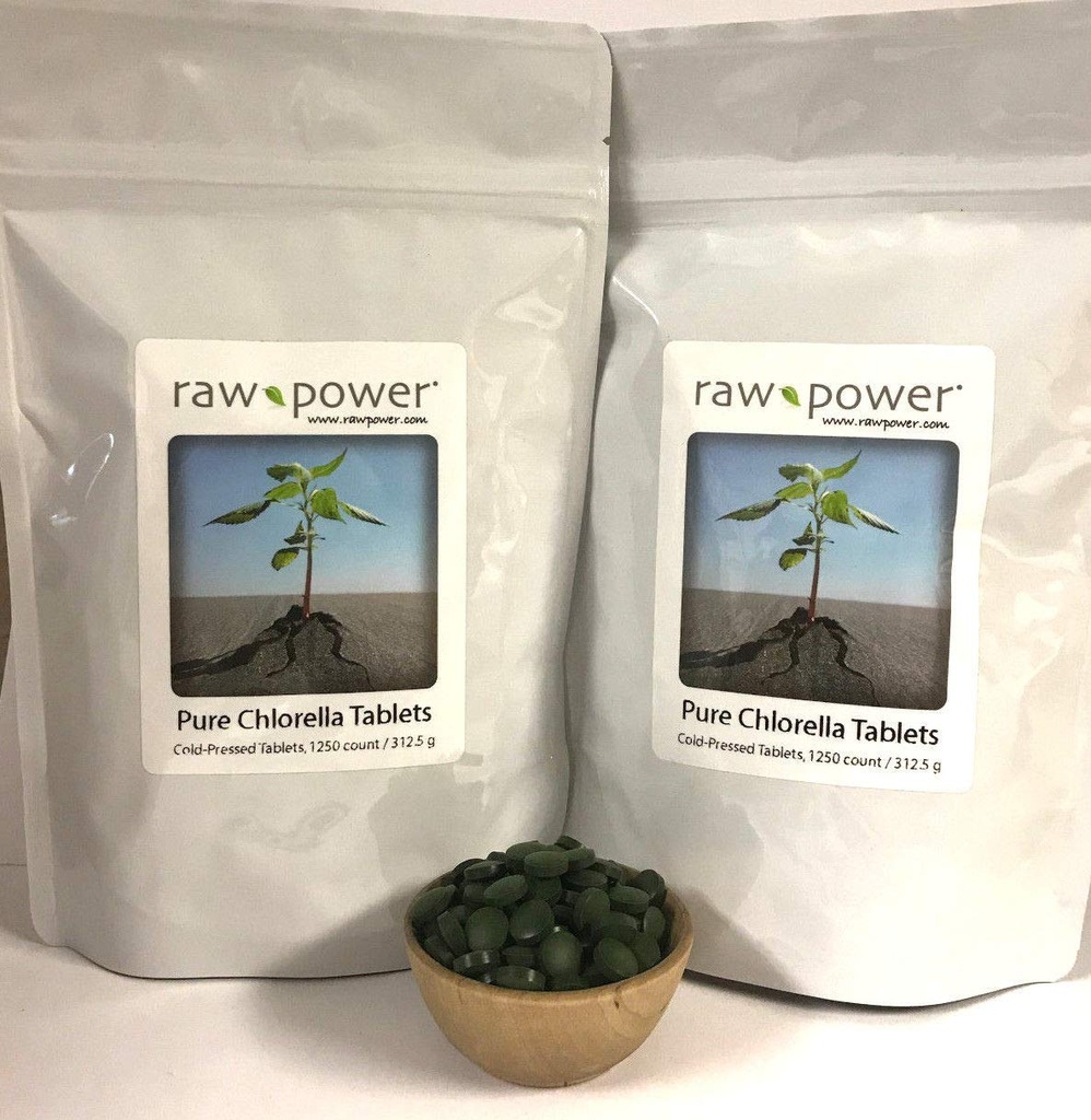Raw Power Chlorella Tablets (2500 Count, 625g), Cold- Pressed, 100% rå og Pure, fra Organics