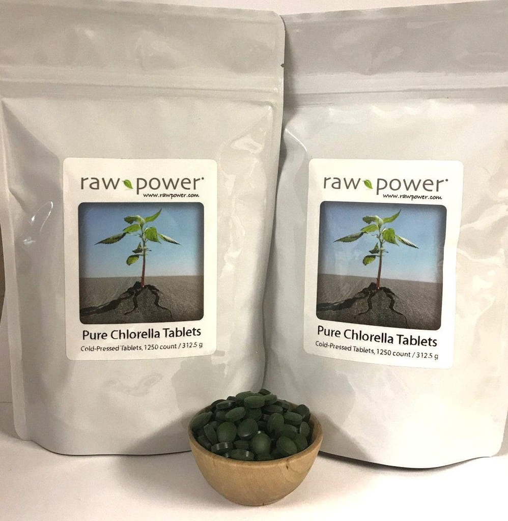 Raw Power Chlorella Tablets (2500 Count, 625g), Cold-Pressed, 100% raw and Pure, from Organics