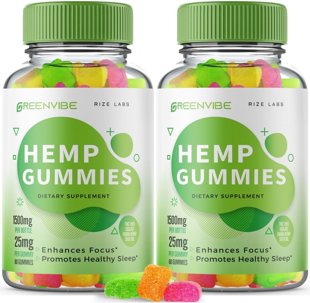 rize labs (Pack of 2 Green Vibe Gummies - All- Natural Supplement for Calmness, Sleep Aid and Total Wellness, Green Vibe Holistisk Afslapning Gummy, GreenVibe Anmeldelser Gomitas (120 Gummies)