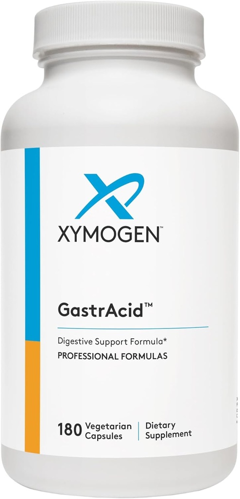 XYMOGEN Gastracid - Betaine HCl med pepsin, L- Glutaminsyre + Gentian Root fordøjelige bitters til støtte fordøjelse, Nutrient Absorption + Sund Gastrisk pH - Gut Health Supplement (180 kapsler)
