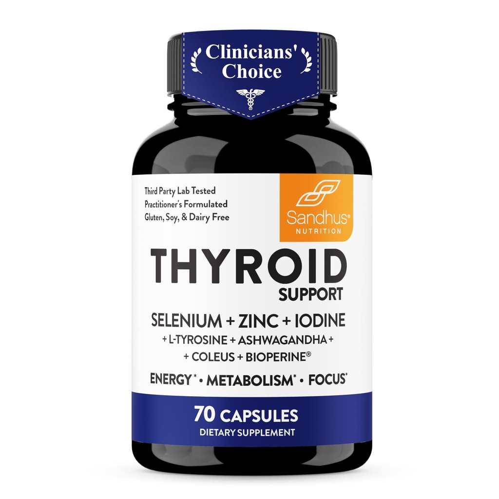 Sandhus skjoldbruskkirtel Support Complex med Selenium, Zink, Jod, L Tyrosine, Ashwagandha