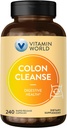 Vitamin World Colon Cleanse - 240 kapsler, Gut Detox med Psyllium Husk, Senna, Probiotika, Kostfibre & Herbal Blend - Understøtter Forstoppelse Relief, fordøjelsesmæssig sundhed & regelmæssighed, Gluten- fri
