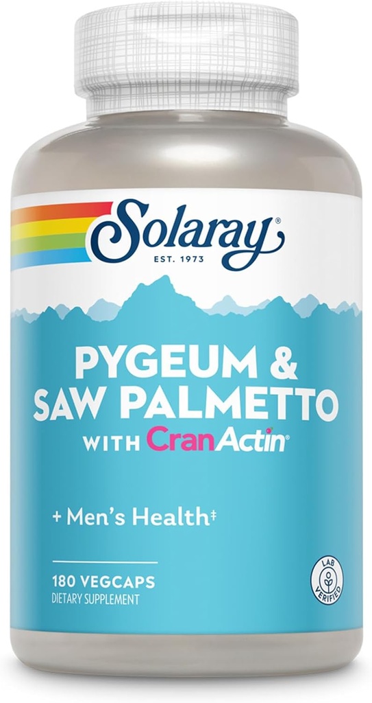 Solaray Pygeum og Saw Palmetto med Cranactin Supplement, 180 Greve