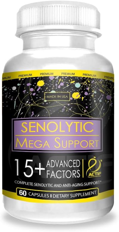 Aktivitet Senolytisk Support med 15 + Avancerede Faktorer - Non-GMO, Fast- Functing, Made in USA, 60 Greve