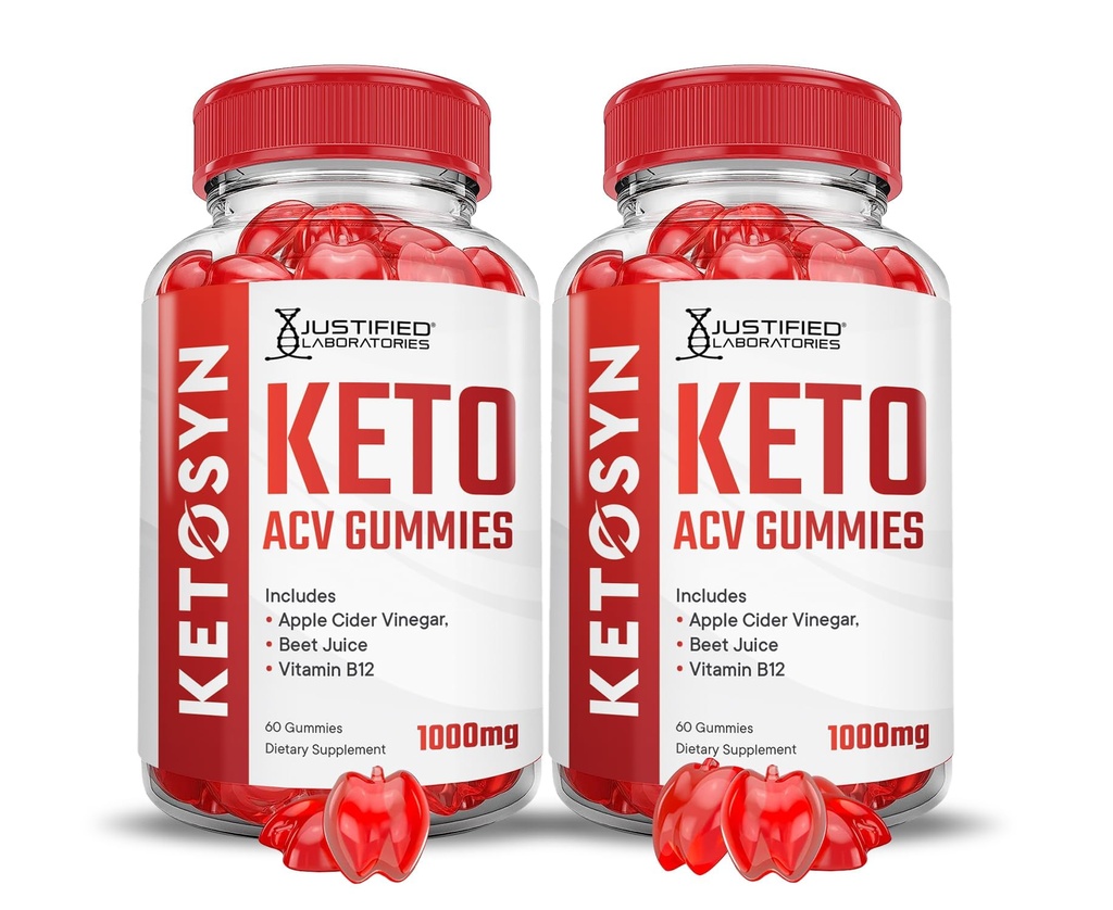 (2 Pack) Ketosyn Keto ACV Gummies Advanced Formel 1000MG Ketosyn Ketosyn Keto Gummies Apple Cider Vinagar Formuleret med Pomegranat Beet Juice Powder B12 Vegan Non GMO 120 Gummys