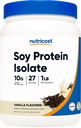 Nutricost Soy Protein Isolate Powder, 1 LB Vanilla - 10 gram protein per servering, Vegan, GMO- Free & Gluten Free