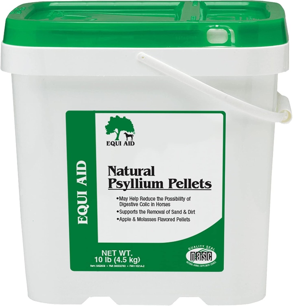 Farnam Equi Aid Natural Horse Psyllium Pellets Supplement, støtter Fjernelse af Sand & Dirt fra Ventral Colon, 10 Pounds, 32 Scoops