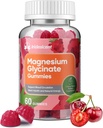 Magnesium Glycinate Gummies 400mg, Sugar Free Magnesium Supplement w / Ashwagandha, Zink, Vegan Magnesium Glycinate Supplement for voksne - 60 Cherry Gummies