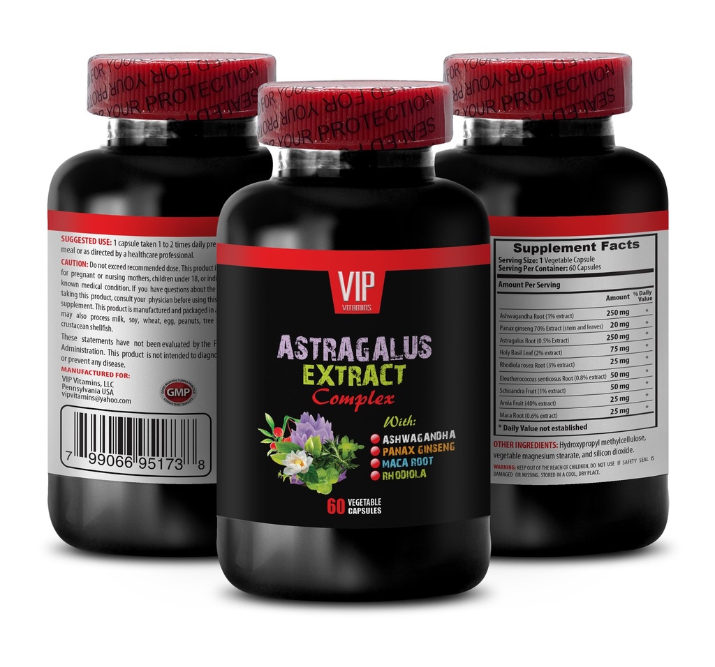 Astragalus complex - ASTRAGALUS UDDRAG COMPLEX med Ashwagandha, Panax ginseng, Astragalus, Maca - hellige basilikum kapsler, astragalus immunstøtte, astragalus ekstrakt kapsler 1 Flaske 60 Kapsler