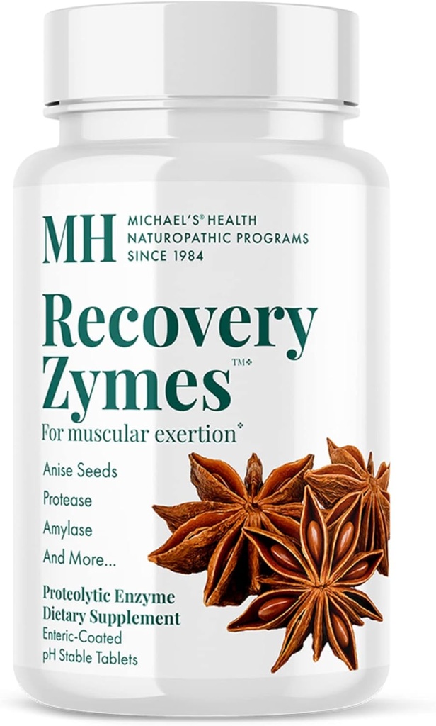 MICHAEL sundhed Naturopatic Programmer Inddrivelse Zymes - 180 Enteric Coated pH Stable Tablets - Proteolytic Enzyme Supplement - Understøtter naturlige inflammatoriske svar - 30 Servere