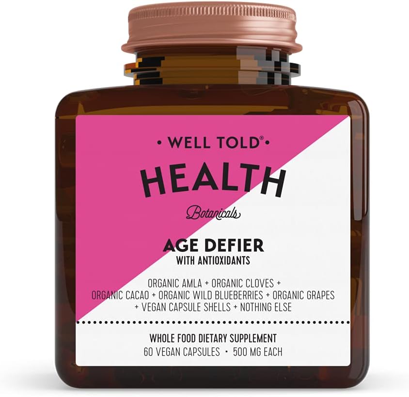 Godt fortalt Anti- Aging Skin Support Health Age Defier med Organic Amla, Cacao, og Resveratrol fra Organic Grapes - Non- GMO + Vegan (60 kapsler)