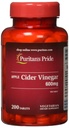 Puritan 's Pride Apple Cider Vinagar 600 mg, Vegetarisk Kosttilskud, 6 Måned Supply, 200 Tablets (Packing May Vary)
