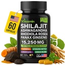 Shilajit og Ashwagandha Kapsler, 8- i -1 Herbal Multivitamin for mænd og kvinder, med Rhodiola Rosea, Ginseng, og Stinging Nettle, Shilajit for mænd og kvinder