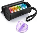 Fullicon PU sag Weekly Pill Box Arrangør 2 gange en dag, Rejser 7 dages pillebokse, Portable Tablet Arrangør med store afdelinger for medicin, medicin, Vitamin, Kosttilskud (sort / regnbue)