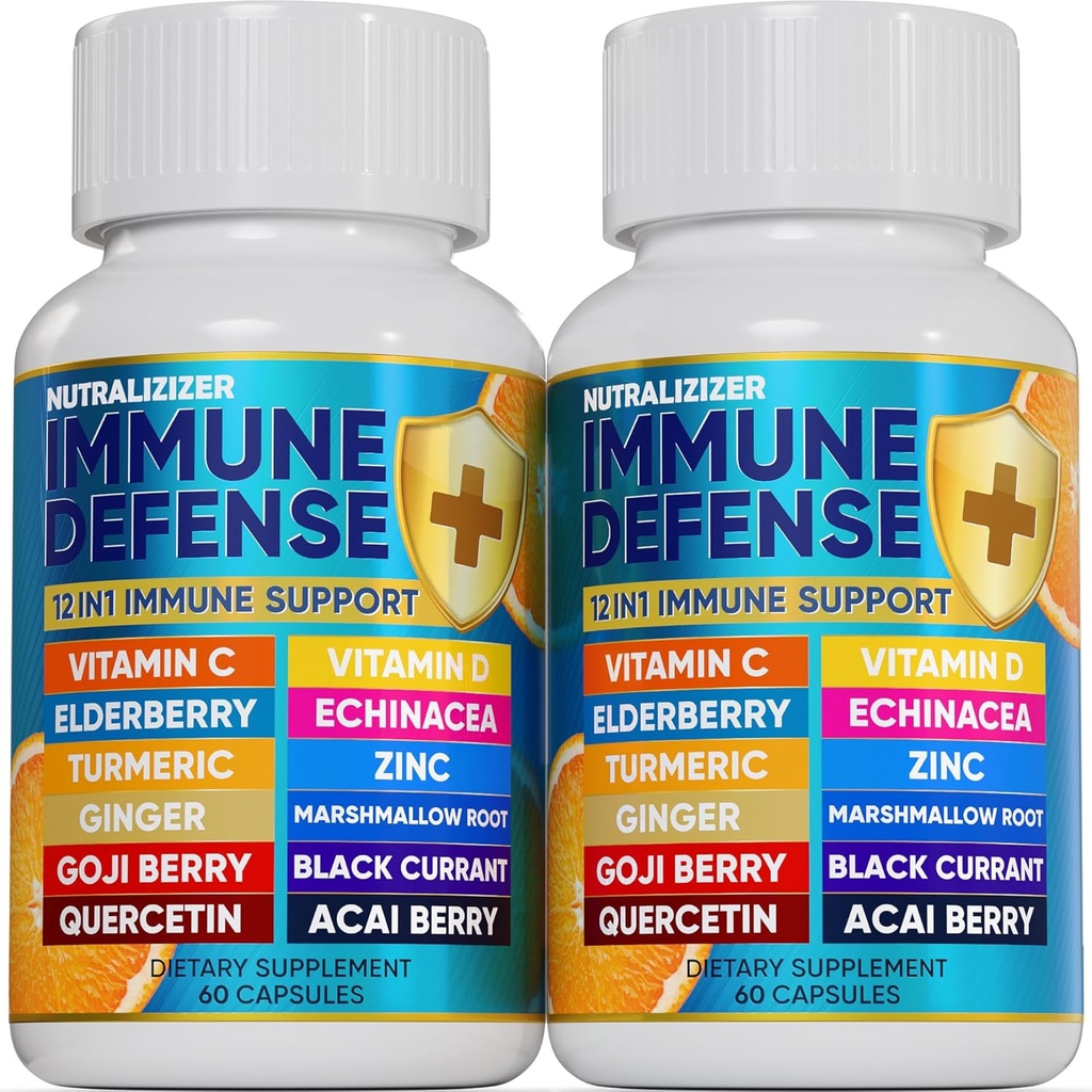 12 in 1 Premium Immune Defense Vitamins - Immune Supplement w/Vitamin D3 5000 IU Vitamin С 1000mg Zinс 50mg - Luxe Choice for Premium Immune Support - with Echinacea Elderberry and Ginger - 120 Caps