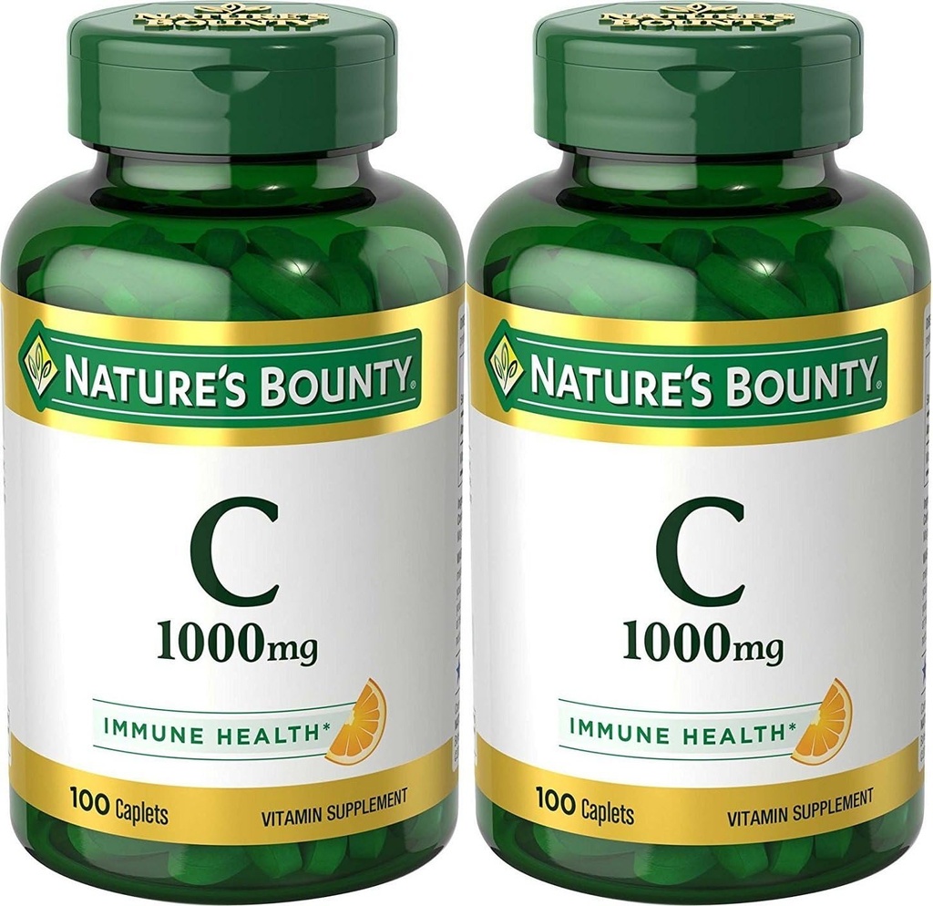 Naturens Bounty C-vitamin, 1000 mg, understøtter immunforsvar, 100 kapsler (pakke med 2)