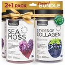 Collagen og Sea Moss Gummies Bundle - Collagen Peptider, Irish Sea Moss, Biotin, Keratin, Bladderwrack - Gummy Supplement for Immunitet, Detox, sundt hår, hud og negle - for mænd og kvinder