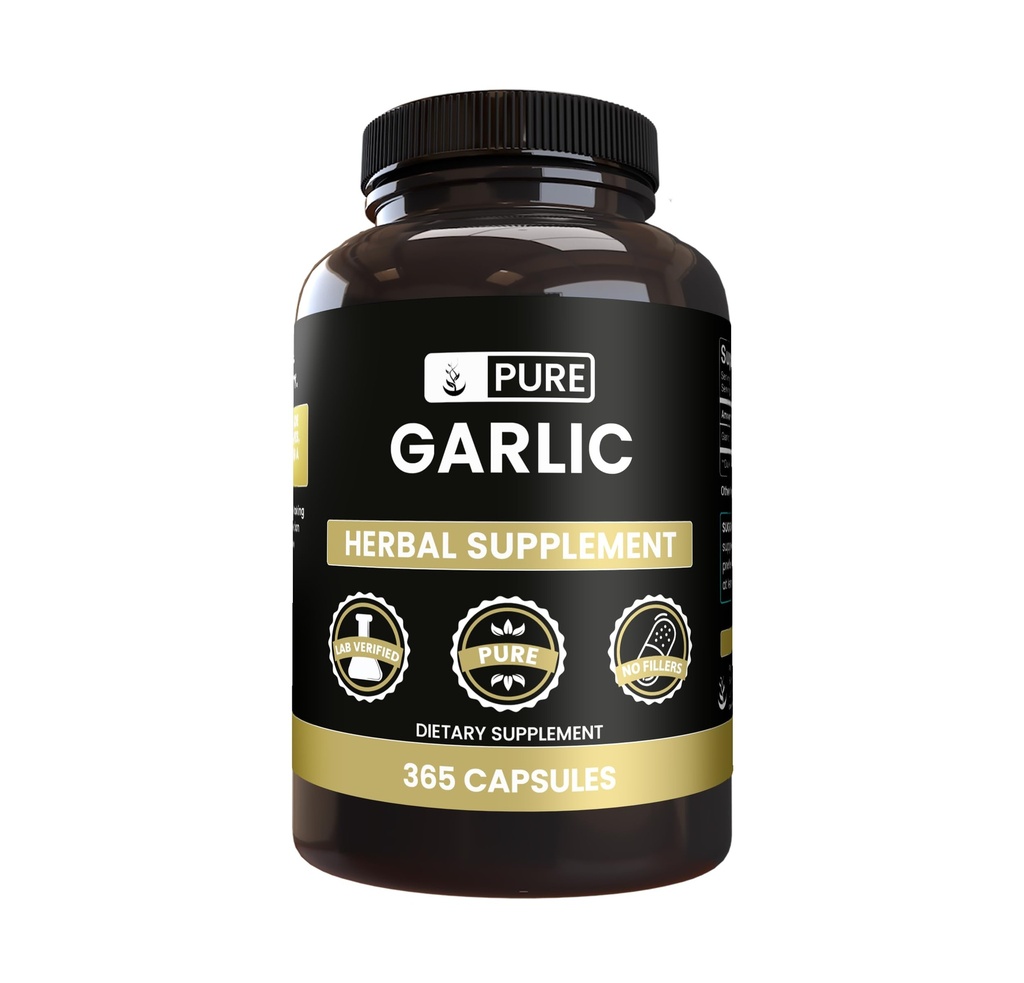 Pure Original Ingredienser Hvidløg Udtræk (365 kapsler) Ingen Magnesium eller ris Fyldere, Altid Pure, Lab Verified