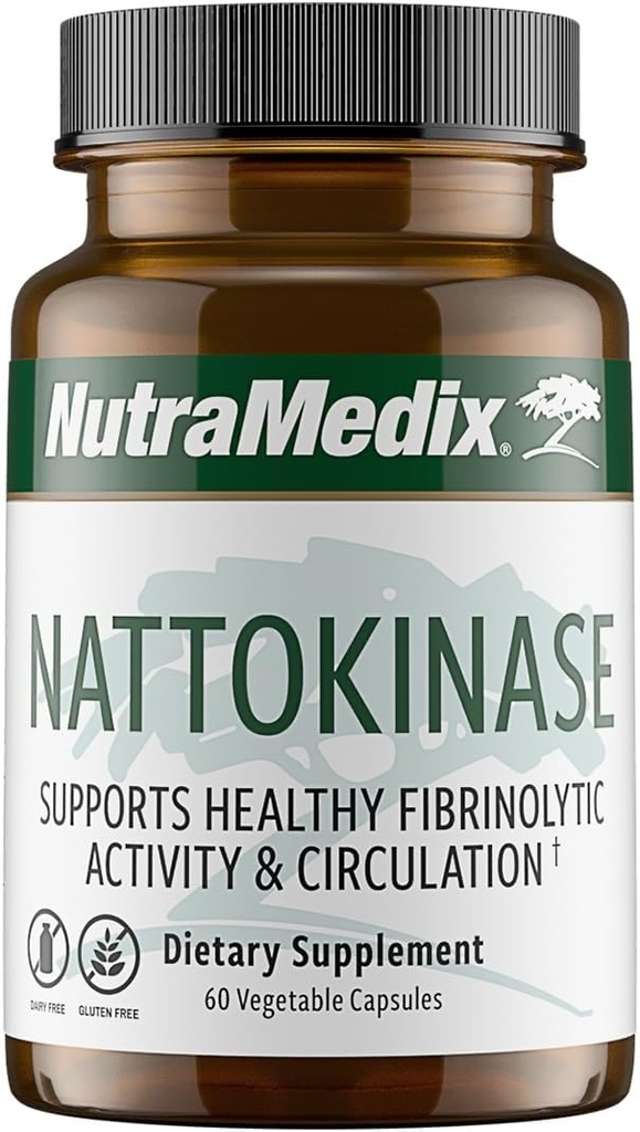 NutraMedix Nattokinase Supplement - Nattokinase 2000 FU per servering - Formuleret til at understøtte hjertets sundhed og sund cirkulation - Gluten + Dairy- Free (60 kapsler)