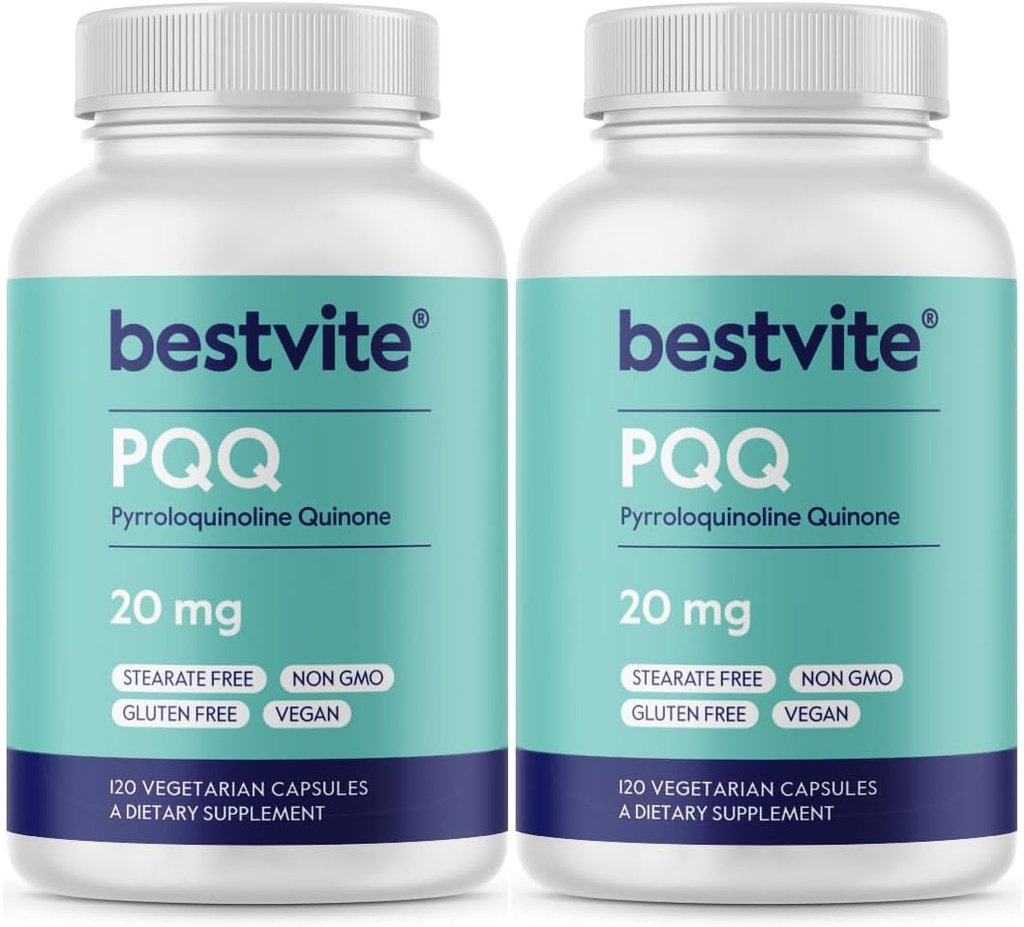 BESTVITE PQQ 20mg (Pyrroloquinoline Quinone) (240 vegetariske kapsler) (120 x 2) - Ingen stearater - Vegan - Non GMO - Gluten Free