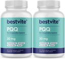 BESTVITE PQQ 20mg (Pyrroloquinoline Quinone) (240 vegetariske kapsler) (120 x 2) - Ingen stearater - Vegan - Non GMO - Gluten Free