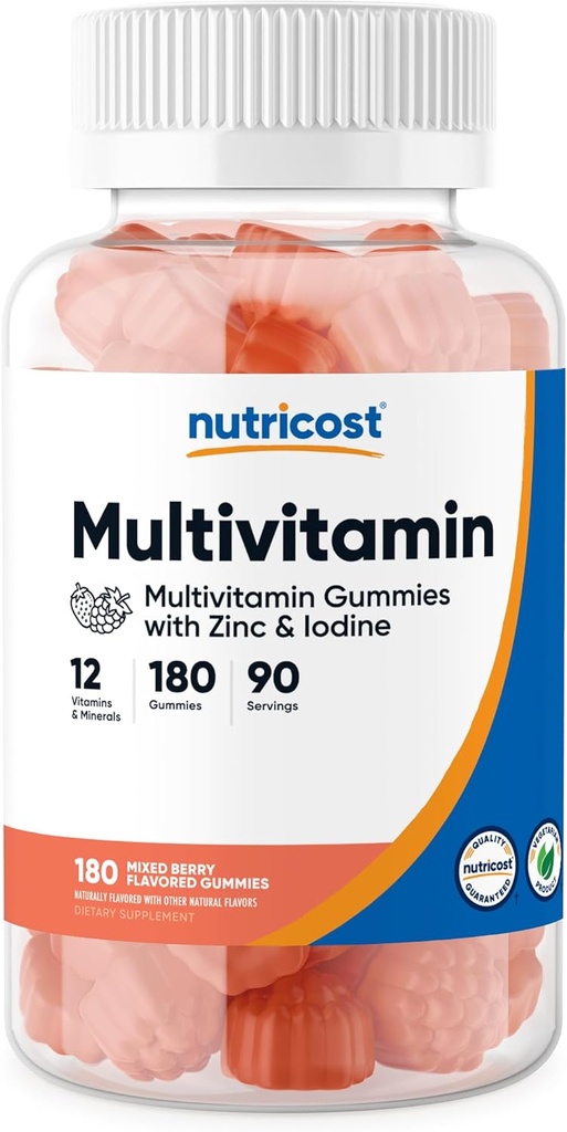 Nutricost Multivitamin Gummies, 180 Gummies (blandet berry smag) - 90 Serv, Gluten Free, Non- GMO og Vegetarisk Friendly