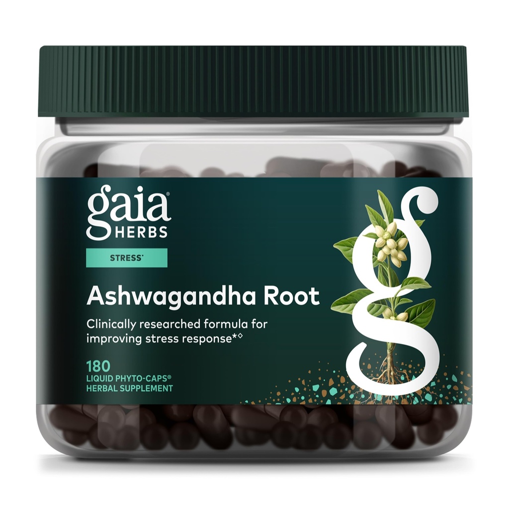 Gaia Herbs Ashwagandha Root - Stress Relief & Sleep Support - Understøtter balancerede energiniveauer og positive Outlook * - 180 Vegansk flydende Phytokapsler (90- Day Supply)